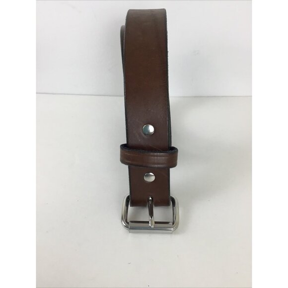 Amish Made Leather Belt Chrome Buckle Size 46, 1-1/2” Wide, Brown EUC - Picture 2 of 6